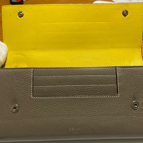 Céline VGUC Pebbled Grey Leather Continental Wallet $970 Retail - Picture 11 of 15